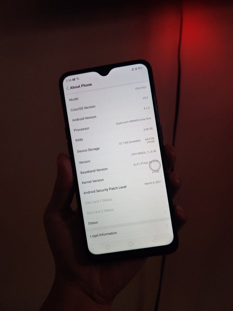 Oppo a7 3/64gb ram neon (Category: OPPO) located in Manila. Submitted by swishmeloone (Listing ID 1460501827, Image 2). Description: 📌 lady used 📌 phone info: price for attention only ー sign of usage only (minor flaw)❗ ー sd card/sim carrier still intact ✅ ー fingerprint / face id working ✅ ー good camera & vid quality ✅ ー no camera shaking ( back&front ) ✅ ー true tone (all buttons working) ✅.