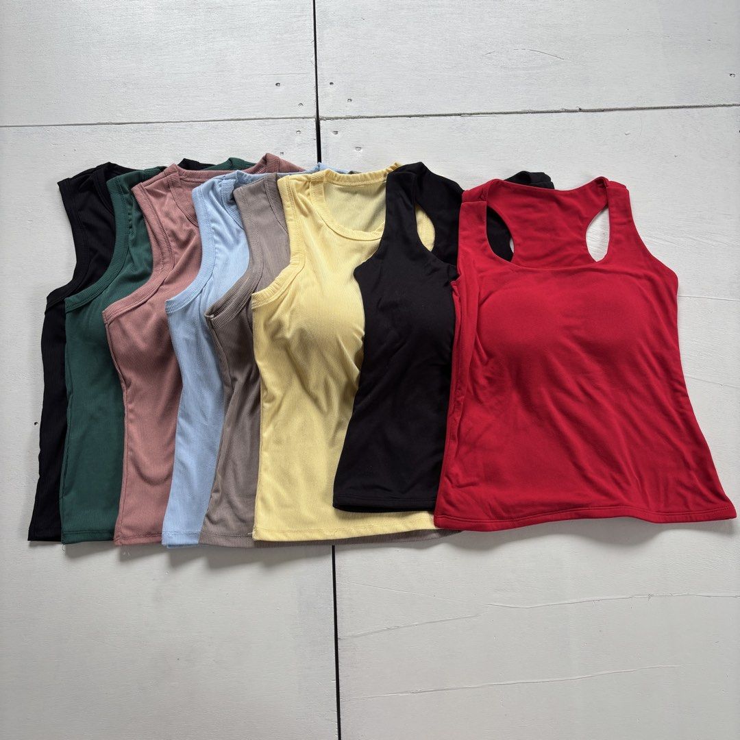Padded tanktop (Category: Sleeveless) located in Pasig City. Submitted by katrina_angela_teng (Listing ID 1460382709, Image 1). Description: Brand new but washed Fits small to medium Padded up to 36 bust Take all for 1000.