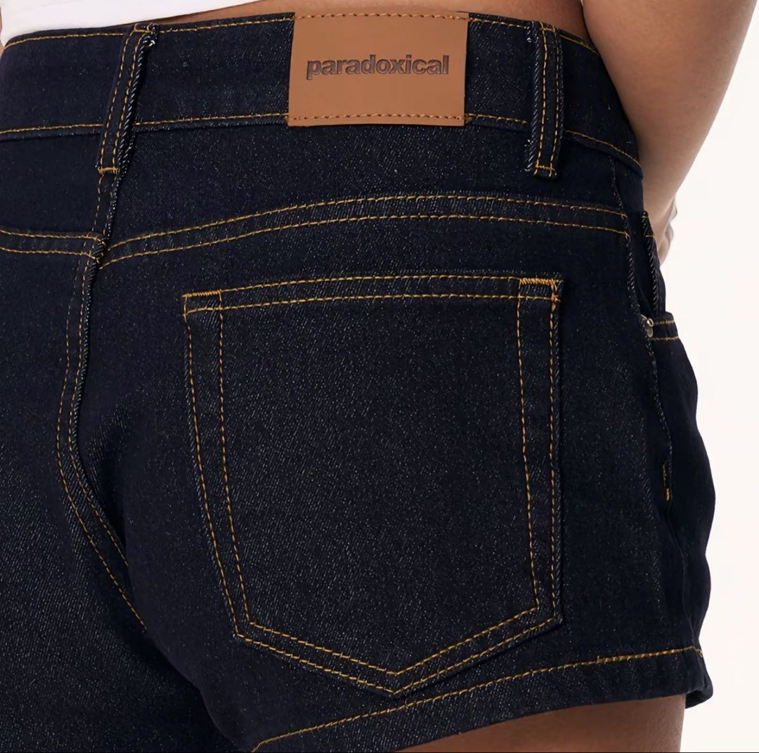 Paradoxical Micro Denim Shorts - Dark Wash (Category: Shorts) located in Cavite. Submitted by bey.stuffs (Listing ID 1460482219, Image 2). Description: - Dark wash micro denim shorts from Paradoxical - M size - One of their newest piece from “Back to school” collection -Bought on Tiktok @ 749 full price - RFS: Wrong size. Feelingera ko sa M lol🤣.