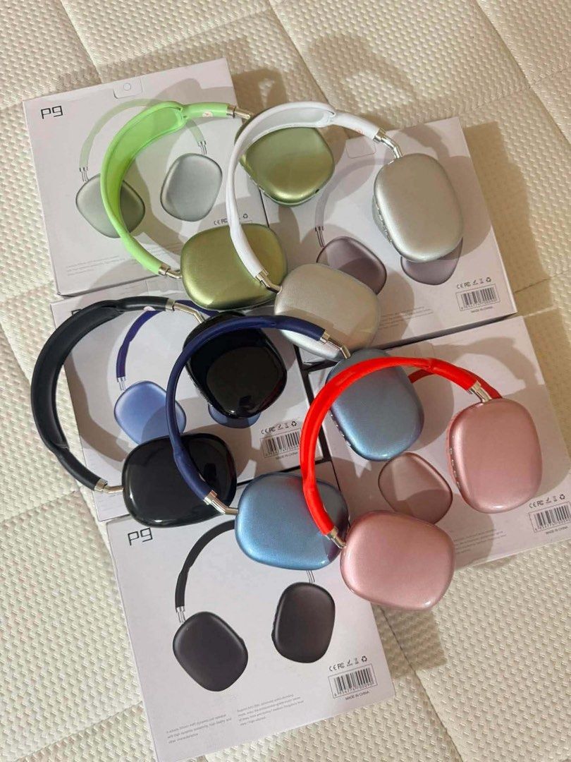 PG Wireless Over-Ear Headphones - Multiple Colors Available (Category: Headphones & Headsets) located in Manila. Submitted by helllodollie (Listing ID 1460316311, Image 3). Description: P9 grabe ganda!! actual photo 🥰 Budget version ni Airpods max 🫶🏻 ₱400— retail ₱250— min. 10pcs • Blue & Green colors • Yes to choosing • Bluetooth- Wireless over-ear headphones - Available colors: Green, White, Blue, Pink, Black - Comfortable earcups for extend