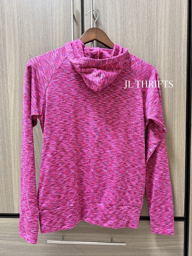 Pink Heathered Print Full Zip Hoodie (Category: Coats, Jackets and Outerwear) located in Cavite. Submitted by jlthrifts_ (Listing ID 1460486971, Image 3). Description: Size: Medium Length: 24 Width: 18.5 Stretchy, perfect for active/ outdoor wear 💯 w/ thumb holes ✅.