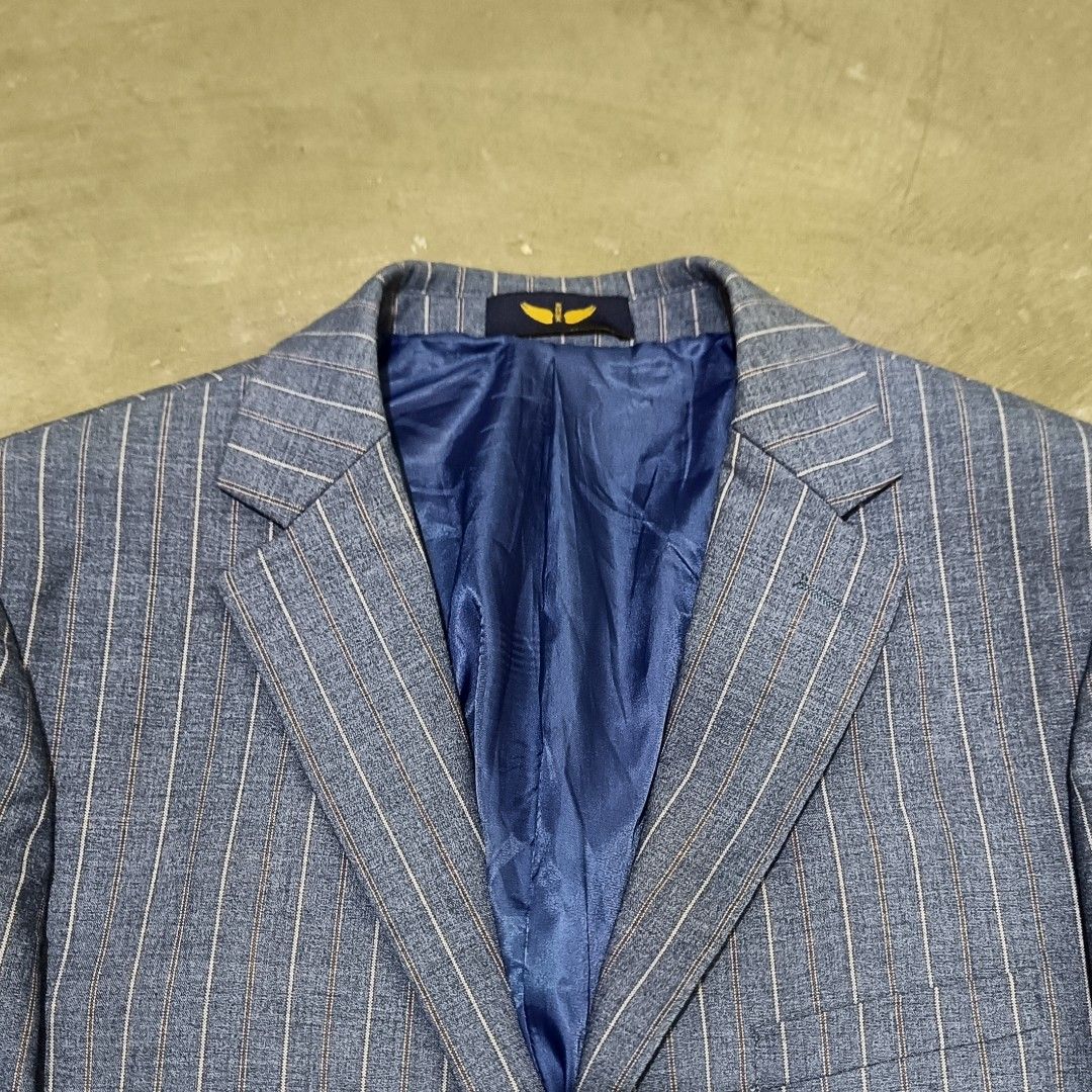 Pinstripe Blazer Jacket Blue Striped Two-Button Suit Coat Blazer (Category: Coats, Jackets and Outerwear) located in Abucay. Submitted by gibzzz123 (Listing ID 1460395290, Image 3). Description: • All items are ON HAND and ready to be shipped/picked up. • Items are preloved/ukay, so please expect minimal signs of usage unless stated otherwise. • No major issues — good condition unless otherwise indicated in the listing. • Actual color may slightl