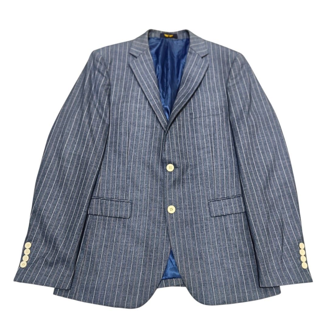 Pinstripe Blazer Jacket Blue Striped Two-Button Suit Coat Blazer (Category: Coats, Jackets and Outerwear) located in Abucay. Submitted by gibzzz123 (Listing ID 1460395290, Image 1). Description: • All items are ON HAND and ready to be shipped/picked up. • Items are preloved/ukay, so please expect minimal signs of usage unless stated otherwise. • No major issues — good condition unless otherwise indicated in the listing. • Actual color may slightl