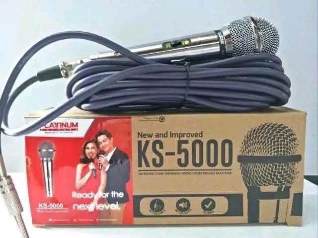 Platinum KS-5000 Professional Dynamic Wired Microphone (Category: Microphones) located in Manila. Submitted by marvieobordo (Listing ID 1460328990, Image 2). Description: - Platinum KS-5000 Professional Dynamic Wired Microphone - Ready for the next level with improved cable and sound - Delivers clearer vocals than ever before - Comes with original box and cable - Ideal for karaoke sessions and live performances.