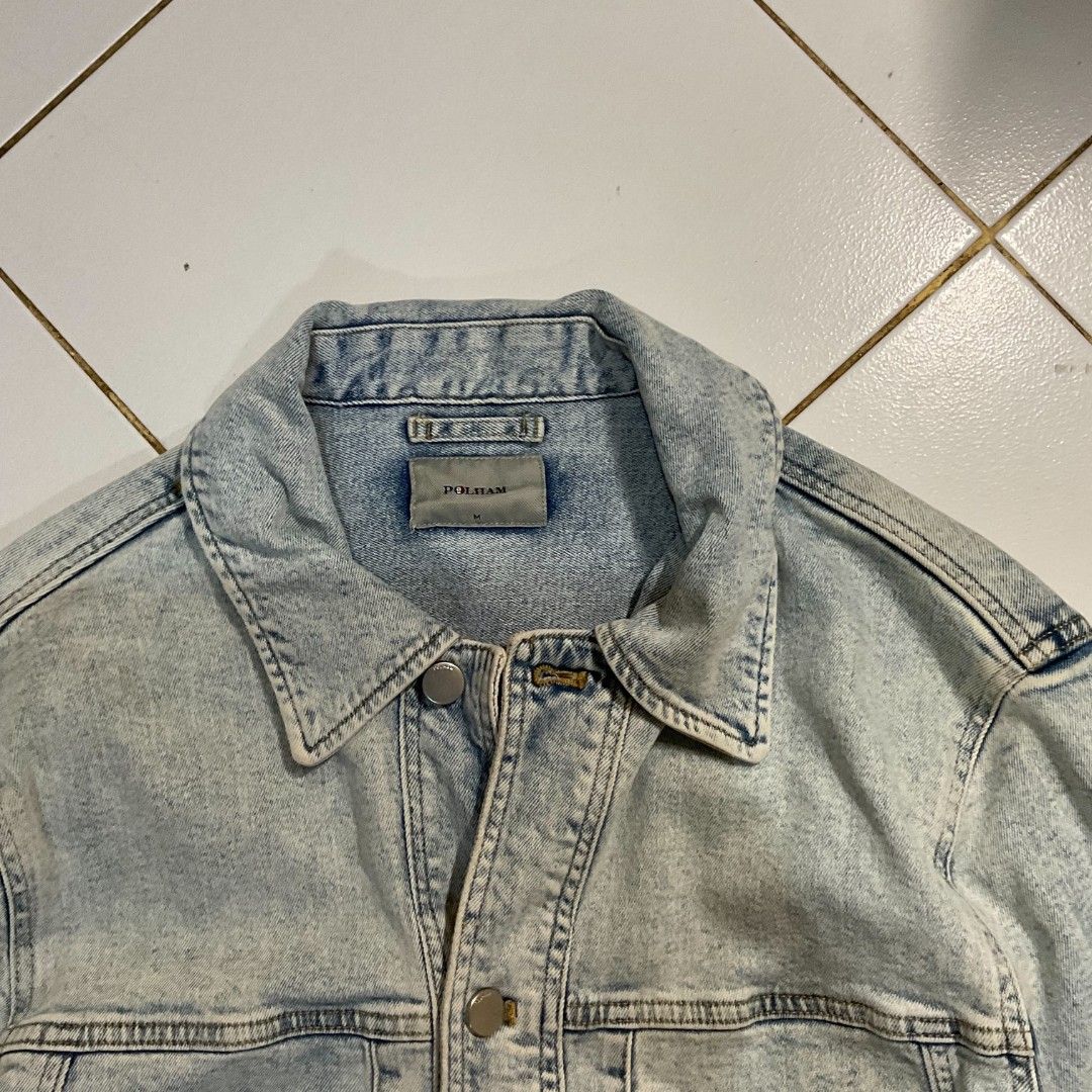 POLHAM Light Wash Denim Jacket (Category: Coats, Jackets and Outerwear) located in Morong. Submitted by rusty.vault (Listing ID 1460457163, Image 3). Description: - Classic light wash denim jacket - Brand: POLHAM - Size: Medium (M) - Features: Button-up front, chest pockets - Style: Casual wear staple.