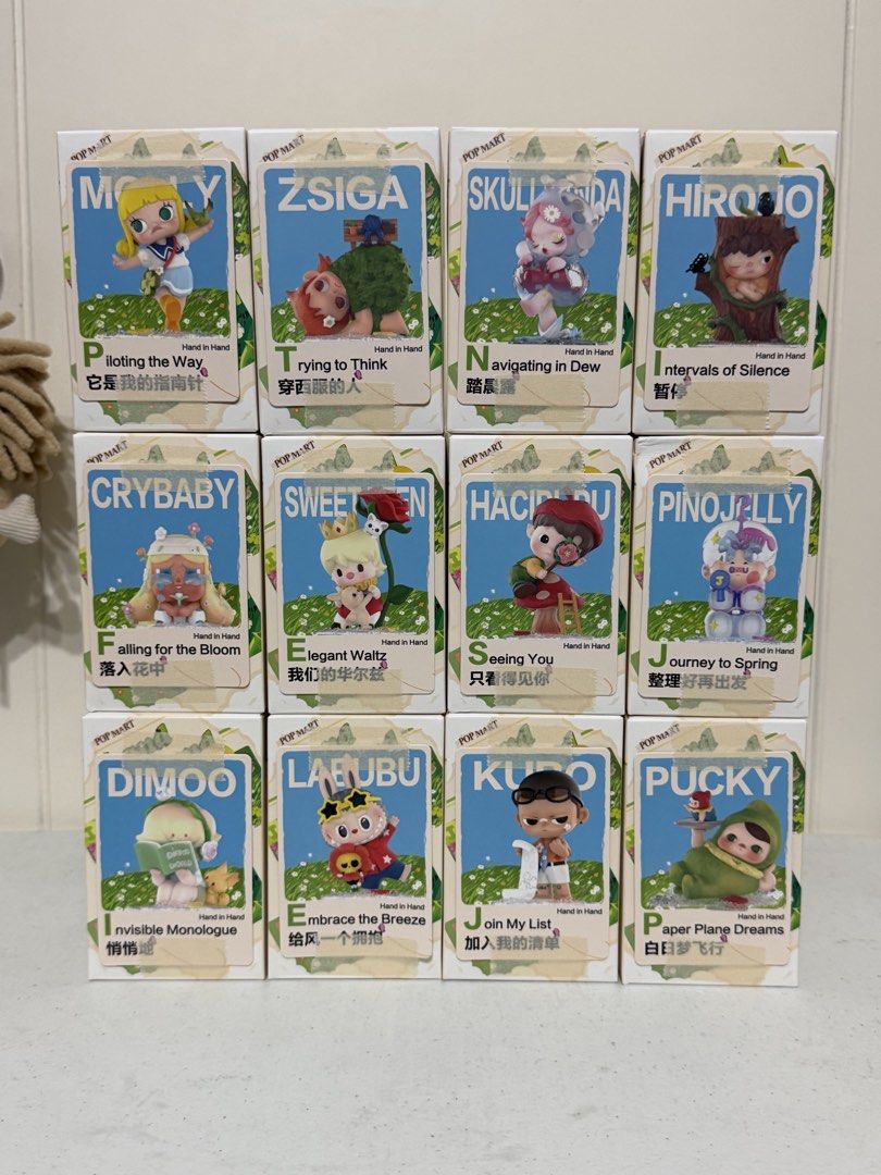 Popmart Hand in Hand set (Category: Designer & Blind Box Toys) located in Quezon City. Submitted by cc.cloudy (Listing ID 1460461290, Image 1). Description: Popmart Hand in Hand set, complete Open box, sealed foil. Selling as set only. ₱4k only. .