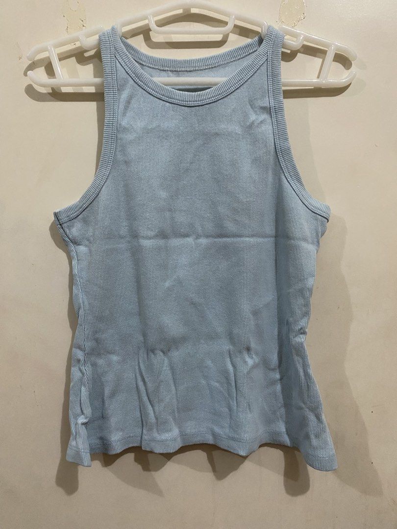 Powder Blue Ribbed Racerback Tank Top (Category: Sleeveless) located in Taguig. Submitted by maly01_ (Listing ID 1460372075, Image 1). Description: - fits small to medium frames - thin fabric dm for inquiries :).
