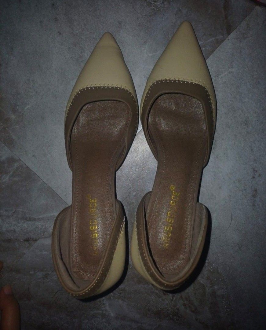 Prelove Beige Heels (Category: Heels) located in Cavite. Submitted by preloved_items_by_erica (Listing ID 1460385606, Image 1). Description: - Beige block heel sandals - Secure ankle strap - Soles show some wear - Small snag on the bottom of one sandal - Plenty of life left for casual wear or events.