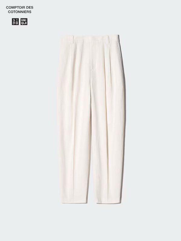 Preloved Uniqlo Pleated Barrel Pants White (Category: Other Bottoms) located in Tagbilaran City. Submitted by fragmentationer (Listing ID 1460437257, Image 3). Description: Preloved Uniqlo Barrel Pants in White. Worn once. Like new. .