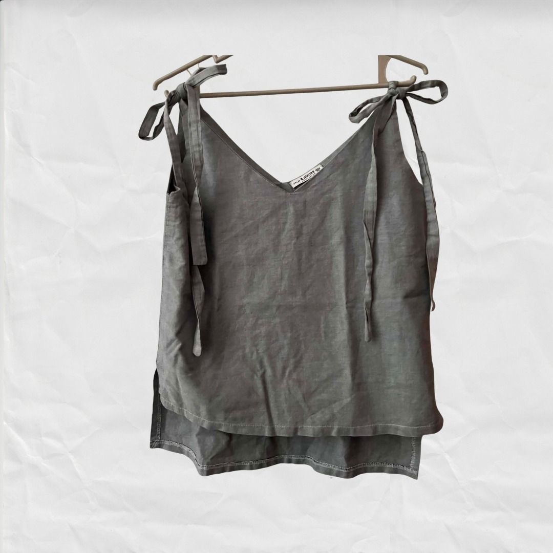 Pretty Gray Ribbon Top (Category: Sleeveless) located in Tuguegarao City. Submitted by declutterwithfran (Listing ID 1460479553, Image 1). Description: Fits S-M - super pretty esp for going out MOD: JNT (fees are shouldered by the buyer) MOP: MariBank/ Gcash / Bank Transfer.