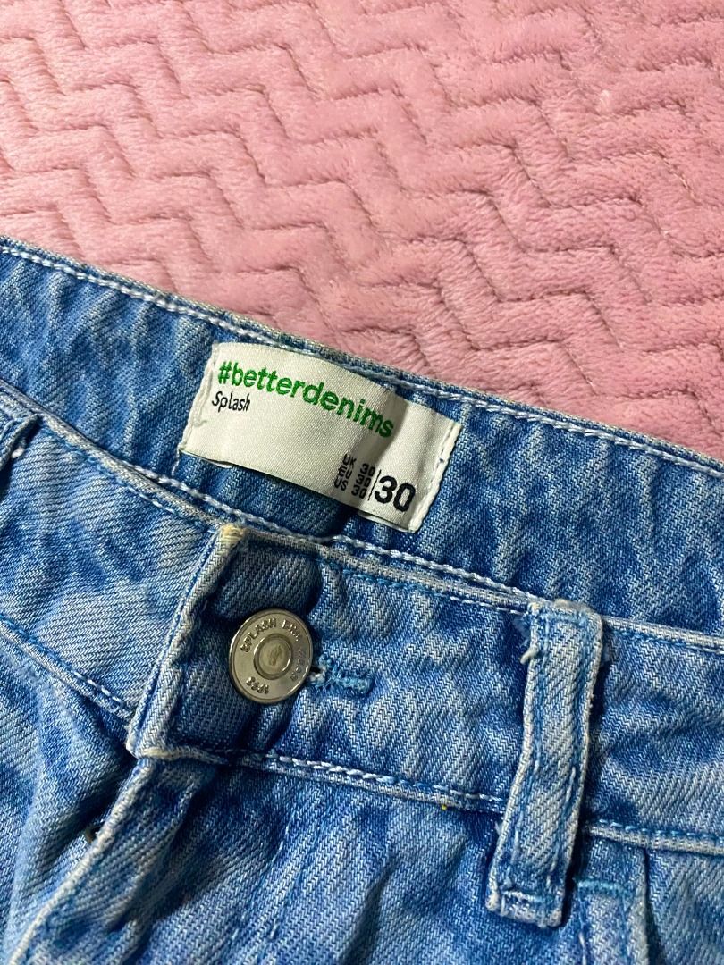 Printed wide leg denim pants (Category: Jeans) located in Manila. Submitted by diorellecoeur_xxx02 (Listing ID 1460503122, Image 2). Description: Maganda dinnnn. Pag di nyo kinuha to, gagawin ko tong jorts :( Medium to large yung size .