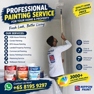 Professional Painting Service In Singapore 🇸🇬 HDB/BTO/CONDO/LANDED house Painting/ 2/3/4/5 Room Flat Painting, Commerical Area Painting, Epoxy Painting/ Grouting/ Wallpaper Remove- Installation/ Disposal Service/ Plastering Service  收藏品 1