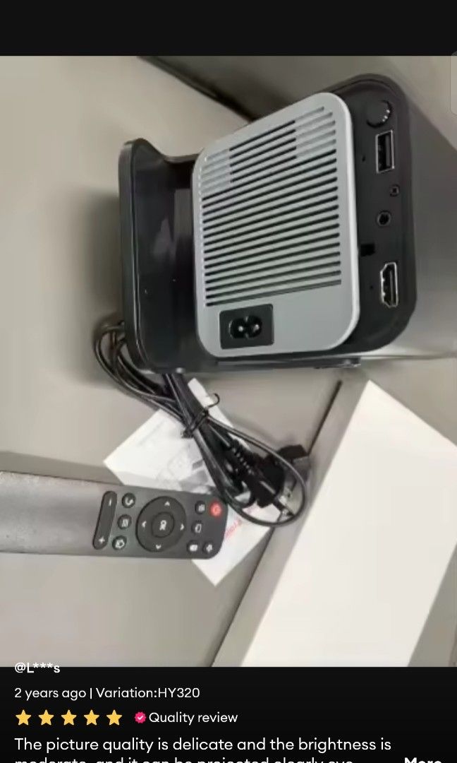Projector (Category: Projectors) located in Quezon City. Submitted by bonesoma (Listing ID 1460350108, Image 2). Description: -Unit -Socket Adoptor -Box -Battery -Remote 4k Hy projector.