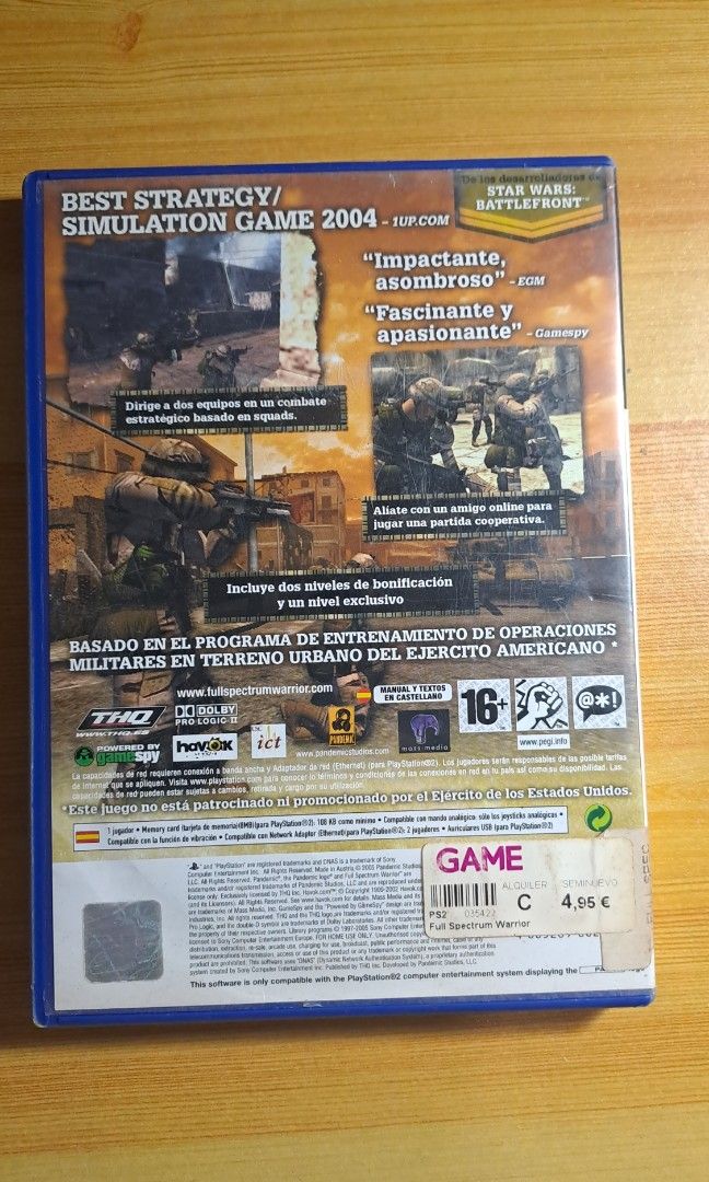 PS2 Full Spectrum Warrior (Category: PlayStation) located in Nabua. Submitted by jayrizz000 (Listing ID 1460363686, Image 2). Description: PAL PS2 Game.