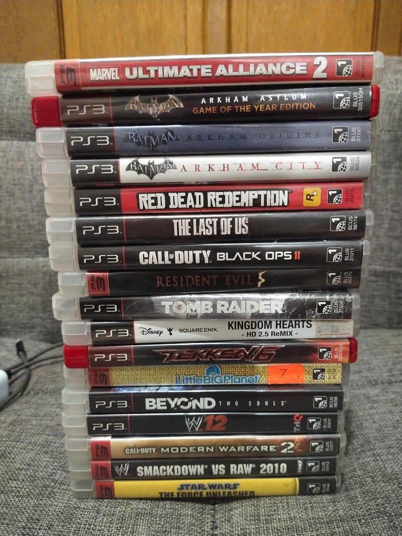 Ps3 games (Category: PlayStation) located in Binan City. Submitted by jenkinabad (Listing ID 1460428405, Image 1). Description: - PS3 Games Collection for sale 600-1900 each biñan laguna - Titles Include: - Batman: Arkham City - Batman: Arkham Origins - Red Dead Redemption - The Last of Us - Call of Duty: Black Ops II - Resident Evil 5 - Tomb Raider - Tekken 6 sold - Beyond Two Souls - WWE 12 - WWE SmackDown vs Raw 2010 - Star Wars: The Force Unl
