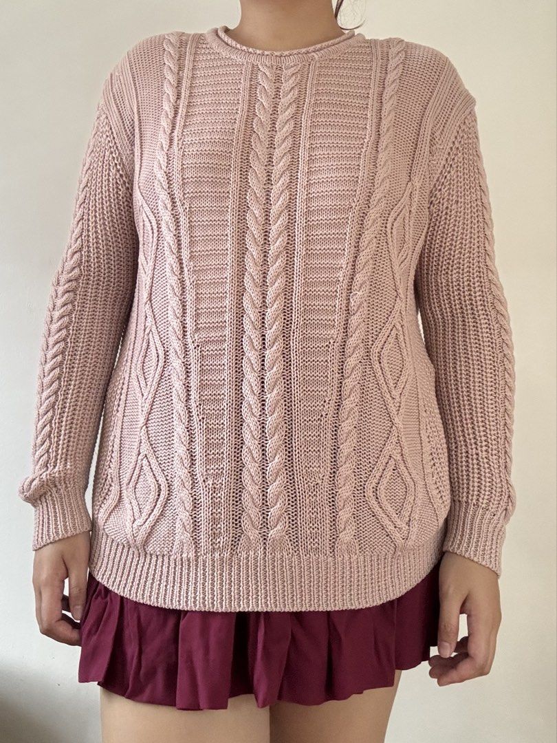 Pull & Bear Blush Pink Knit Sweater (Category: Coats, Jackets and Outerwear) located in Mandaluyong City. Submitted by caught.on.closet (Listing ID 1460419466, Image 3). Description: Original Pull&Bear, size L Cozy, can fit up to XL Has some minor snags (see pics), not noticeable.