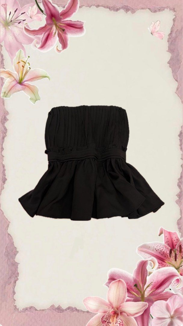 RAF Black Tube Peplum Top (Category: Sleeveless) located in Quezon City. Submitted by fashionistastyles (Listing ID 1460380326, Image 1). Description: - Extra Small, worn once - Best Condition - Bought from Trinoma - Comment “Mine” or Send a message 💌.