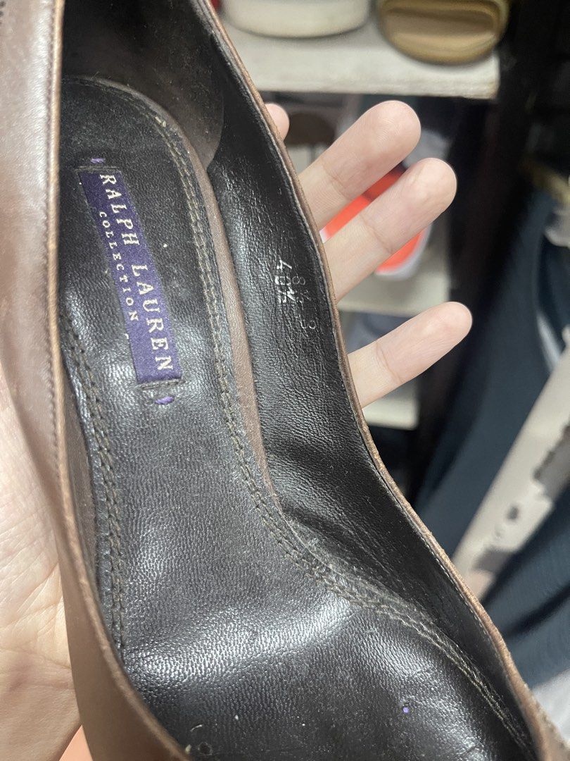 Ralph Lauren Collection Brown Leather Heels (Category: Heels) located in Balanga. Submitted by crowjo (Listing ID 1460448197, Image 2). Description: - Brand: Ralph Lauren Collection - Material: Brown Leather - Origin: Made in Italy - Style: Classic pointed toe with brogue detailing - Heel Height: Approximately 3-4 inches - Versatility: Perfect for dressing up or down.