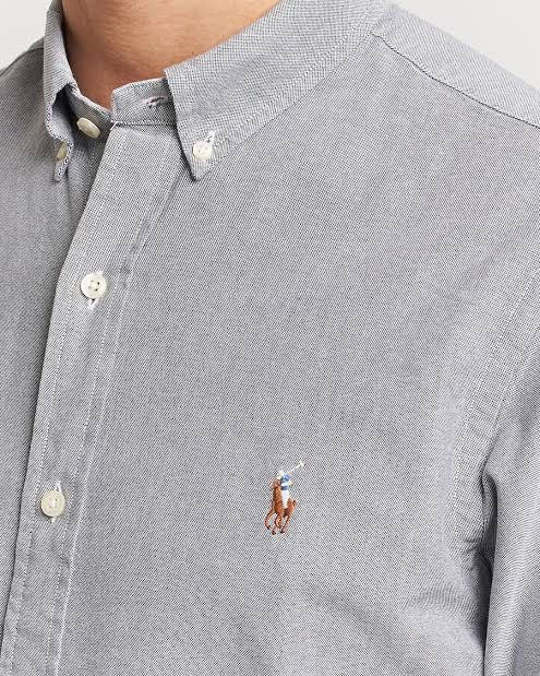 Ralph Lauren Oxford Button-Down Shirt - Grey (Category: Formal Shirts) located in Solano. Submitted by arc.matter (Listing ID 1460323068, Image 2). Description: Large on tag, fit up to XL W25” x L32” Excellent condition No issue.
