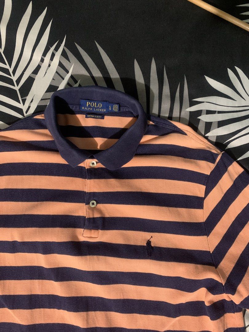 Ralph Lauren Polo shirt stripe (Category: Luxury Apparel) located in Mahinog. Submitted by raphyseller (Listing ID 1460375964, Image 2). Description: Dimes 21 x 27 Good as new no issue.