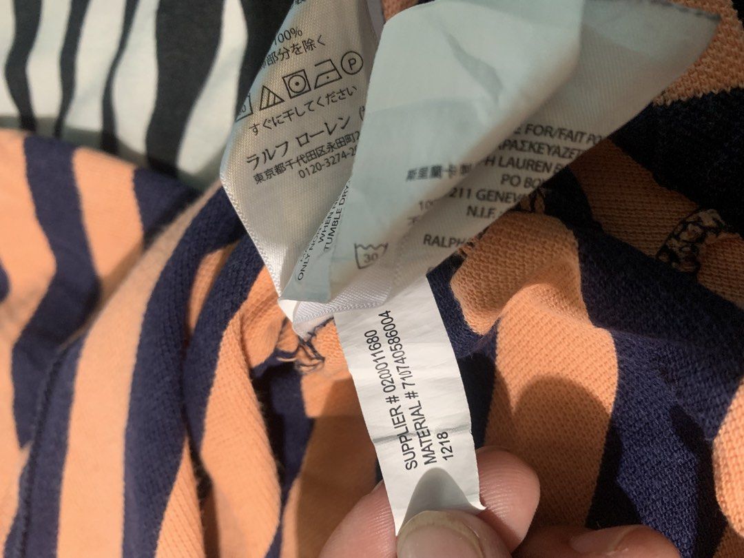 Ralph Lauren Polo shirt stripe (Category: Luxury Apparel) located in Mahinog. Submitted by raphyseller (Listing ID 1460375964, Image 3). Description: Dimes 21 x 27 Good as new no issue.