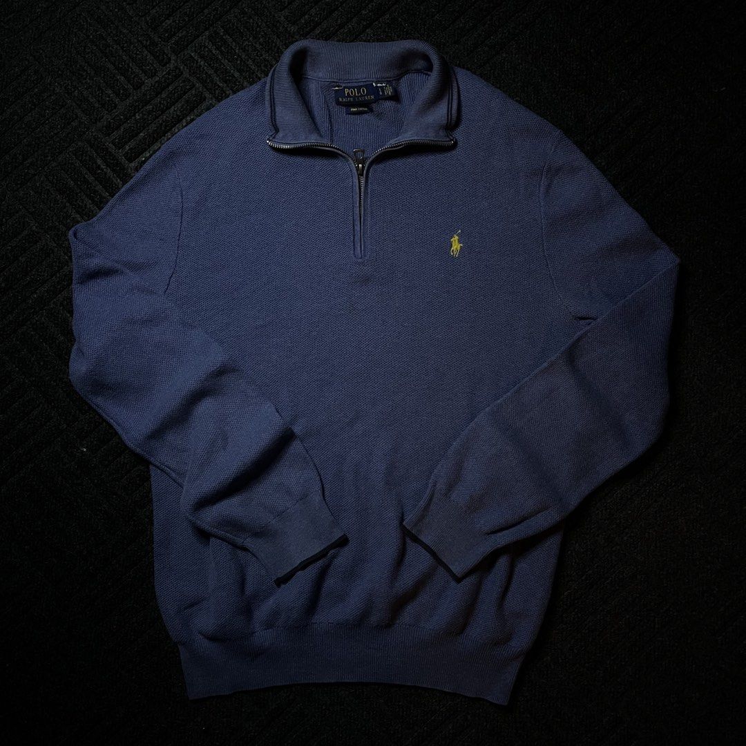 Ralph Lauren Quarter Zip Waffle Type (Category: Tshirts & Polo Shirts ) located in Davao. Submitted by archived.status (Listing ID 1460487906, Image 2). Description: COLOR MAY VARY DUE TO LIGHTING‼️ Condition: 9.5/10 Color rate: 9.5/10, or better Issue: re stitch necktag only not barely visible Size Large fit X-Large Width 23 Length 29.