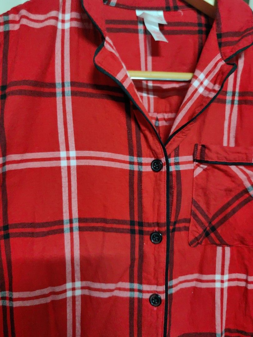 red and black plaid long-sleeve pajama button-down top (Category: Undergarments & Loungewear) located in Taguig. Submitted by chielatte (Listing ID 1460420701, Image 2). Description: 00143 B40xL24.