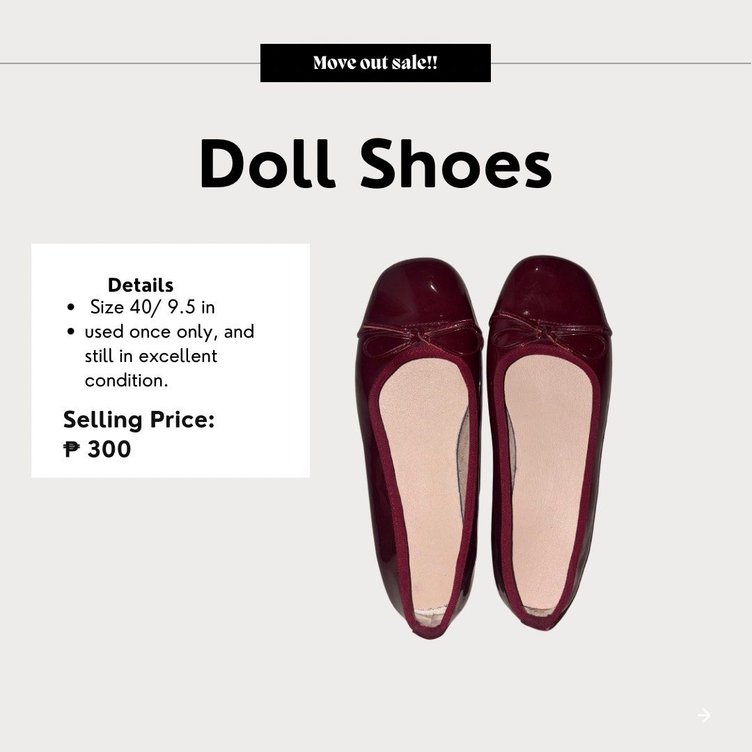 Red Doll Shoes Mary Jane (Category: Flats & Sandals) located in Manila. Submitted by corlair (Listing ID 1460361800, Image 1). Description: - Doll shoes - Size 40 (US 9.5) - Used only once.