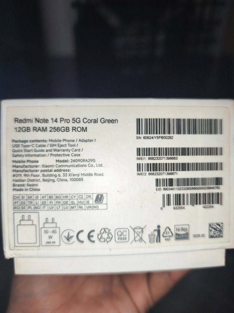Redmi Note 14 Pro 5g (Category: Android Others) located in Caloocan City. Submitted by quickstone_1dc5ca (Listing ID 1460407629, Image 3). Description: 12gb+4gb ram/ 256gb rom No issue With box.