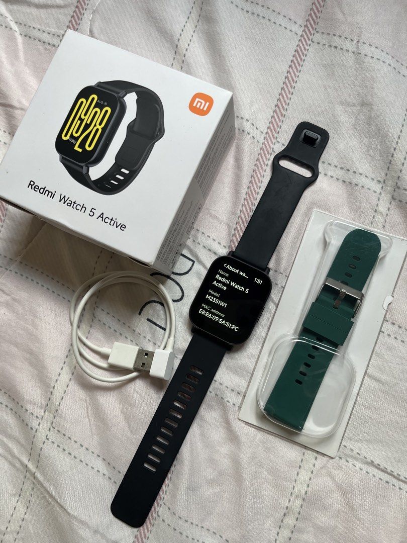 Redmi Watch 5 Active (Category: Wearables & Smart Watches) located in Basista. Submitted by yvee_bn (Listing ID 1460362483, Image 3). Description: Like New, barely use. With Free Strap Complete Set (with charging cable, box, & Manual) PM if interested ✨ Key Features * Display: 2-inch Square LCD (320x385 resolution, 250 ppi). * Health Tracking: 24/7 heart rate monitoring, blood oxygen (SpO2) measurement, stress tracking, and sleep analysis. * Fitn