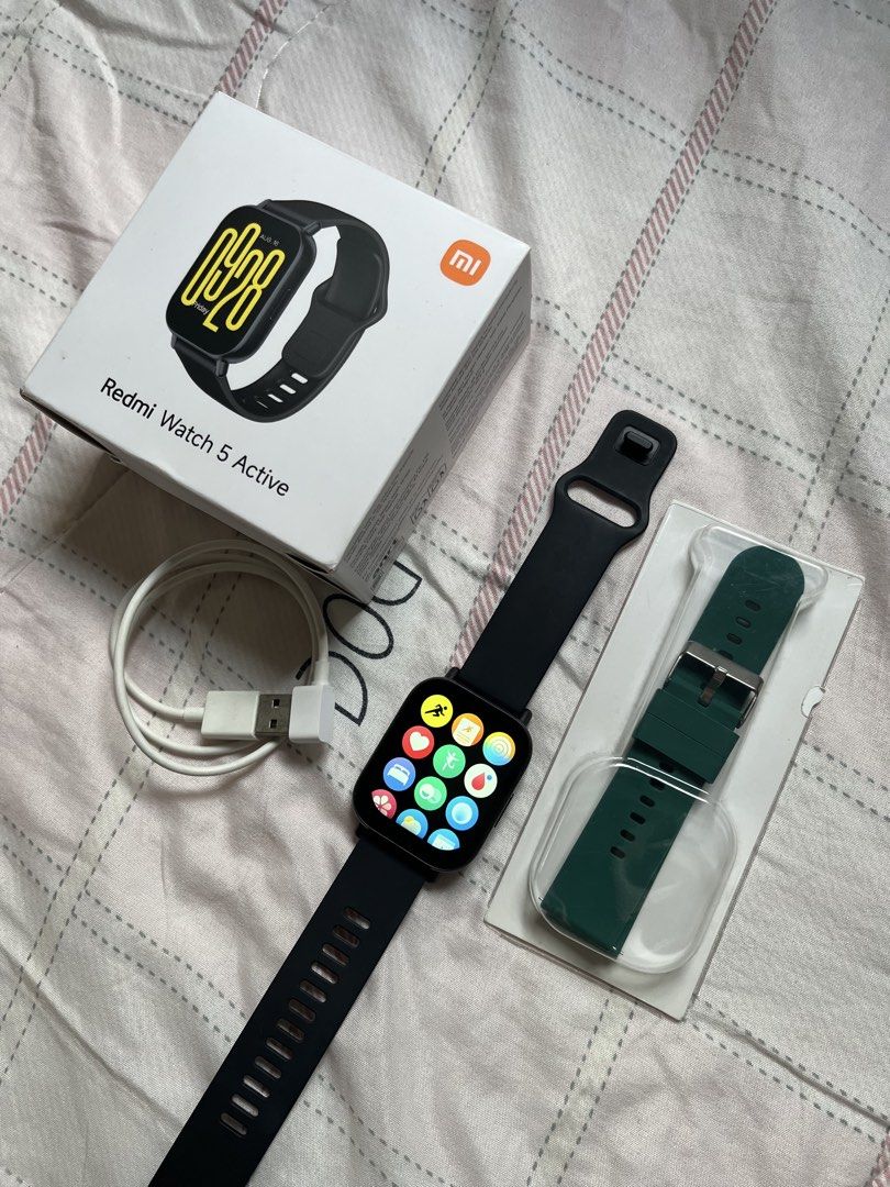 Redmi Watch 5 Active (Category: Wearables & Smart Watches) located in Basista. Submitted by yvee_bn (Listing ID 1460362483, Image 2). Description: Like New, barely use. With Free Strap Complete Set (with charging cable, box, & Manual) PM if interested ✨ Key Features * Display: 2-inch Square LCD (320x385 resolution, 250 ppi). * Health Tracking: 24/7 heart rate monitoring, blood oxygen (SpO2) measurement, stress tracking, and sleep analysis. * Fitn