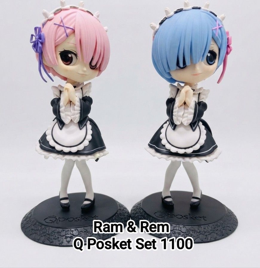 Re:Zero Rem & Ram Q Posket Set (Category: Figurines & Statues) located in Binan City. Submitted by mayjhe (Listing ID 1460360045, Image 1). Description: 💟 For Sale 💟 👉 Kindly read the page rules 🌸 Rem & Ram 🍀 Figures 📍 Condition: Good 💰 Price is 1100.00 🇵🇭 Location Biñan Laguna 🛵 Courier J&T and Lalamove 📋 Shipping by Thursday 📍 NO COD, COP, CHECKOUT 📌 All items are carefully packed and labeled with Fragile stickers for breakable goo