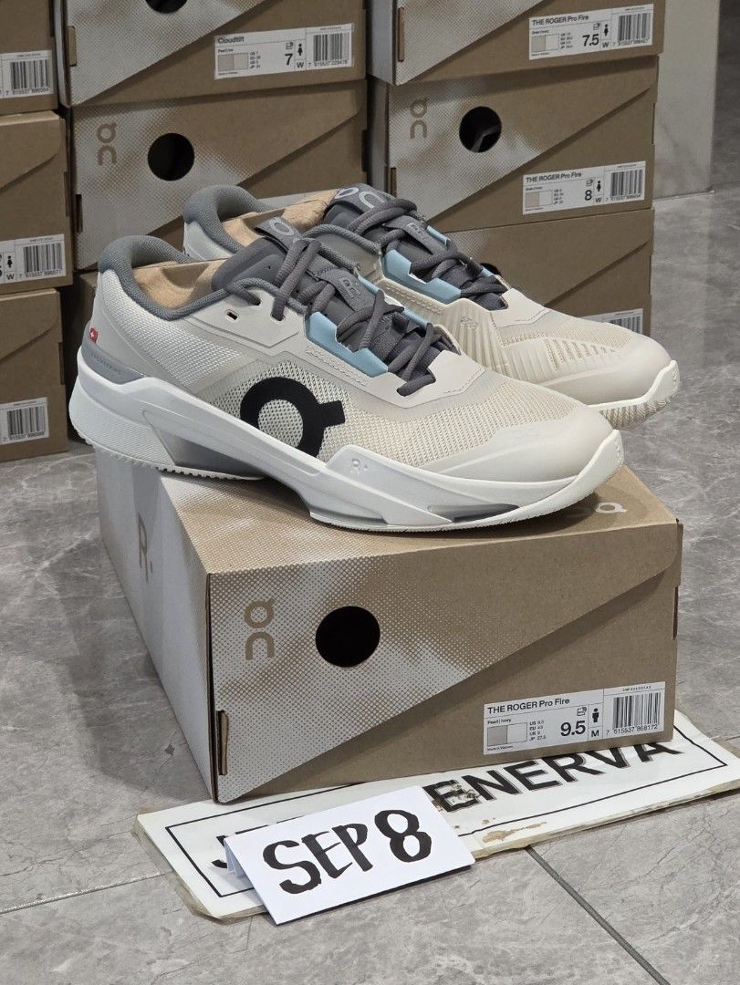 Roger Pro Fire Pearl Ivory (Category: Sneakers) located in Manila. Submitted by bron.jenerva (Listing ID 1460384922, Image 1). Description: Roger Pro Fire Pearl Ivory Brand new ~ On hand Men's 9.5 P12990✅️ Men's 10 SOLD❌️ ❗️Cash-on-pickup via LBC is ok 🤝DM to discuss options 💰MoP: BDO BPi 🛵Manila pickup or via Grab/lalamove 🚚We ship daily via LBC ⚠️Price may change without prior notice #pickleball #rogerprofire #pearlivory.