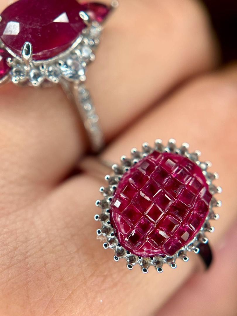 RUBY RINGS (Category: Rings) located in Baguio. Submitted by asna_taku (Listing ID 1460406376, Image 3). Description: Bold red gems with beautiful faceted sparkle—perfect if you love a statement ring with a classic, elegant feel. ✨ ❤️ Ruby + Rhodolite Garnet — Size 5 | ₱4,780 A more romantic, detailed look featuring a deep red ruby center accented by rhodolite garnet side stones and sparkling surrounding accents. Elegant and ornate, perfect if yo