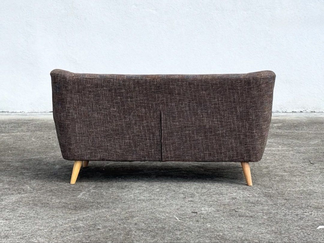 RUSH Brown Kubodisenyo 2-Seater Sofa (Category: Sofas) located in Manila. Submitted by gessinaman (Listing ID 1438014605, Image 2). Description: High quality fabric and wood RFS: di na nagagamit Dimensions: L 60in x W 28in x H 30in; Seat height 16in.