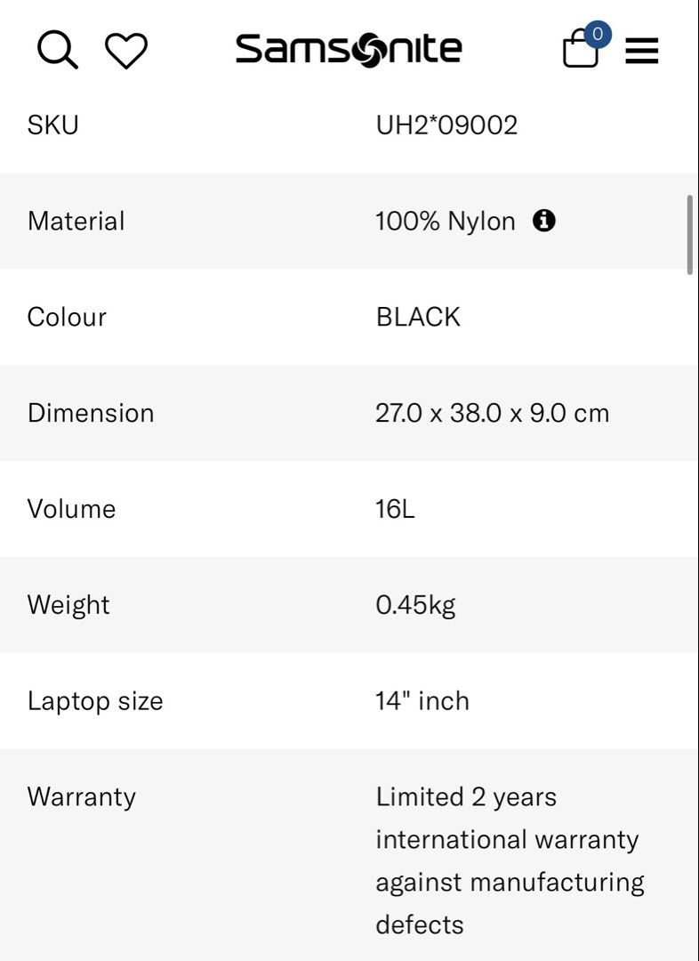 SAMSONITE LITE GEO Lite Backpack 14” Black (Category: Luxury Bags & Wallets) located in Manila. Submitted by lxi16 (Listing ID 1460477746, Image 3). Description: Brandnew with tags.