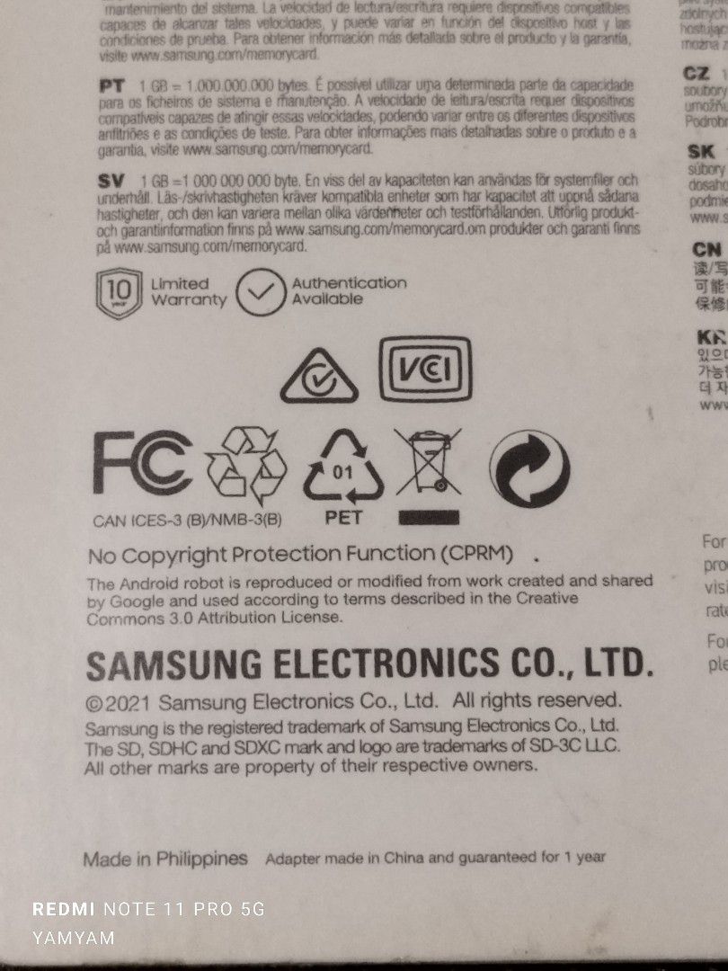 Samsung EVO Plus 256GB MicroSDXC UHS-I Card (Category: Memory & SD Cards) located in Caloocan City. Submitted by soujitendou27 (Listing ID 1460318666, Image 2). Description: - Samsung EVO Plus 256GB microSD Card - Up to 130 MB/s transfer speed - Ideal for smartphones, cameras, action cams, and drones - Includes SD adapter - Made in the Philippines - 1-year warranty.