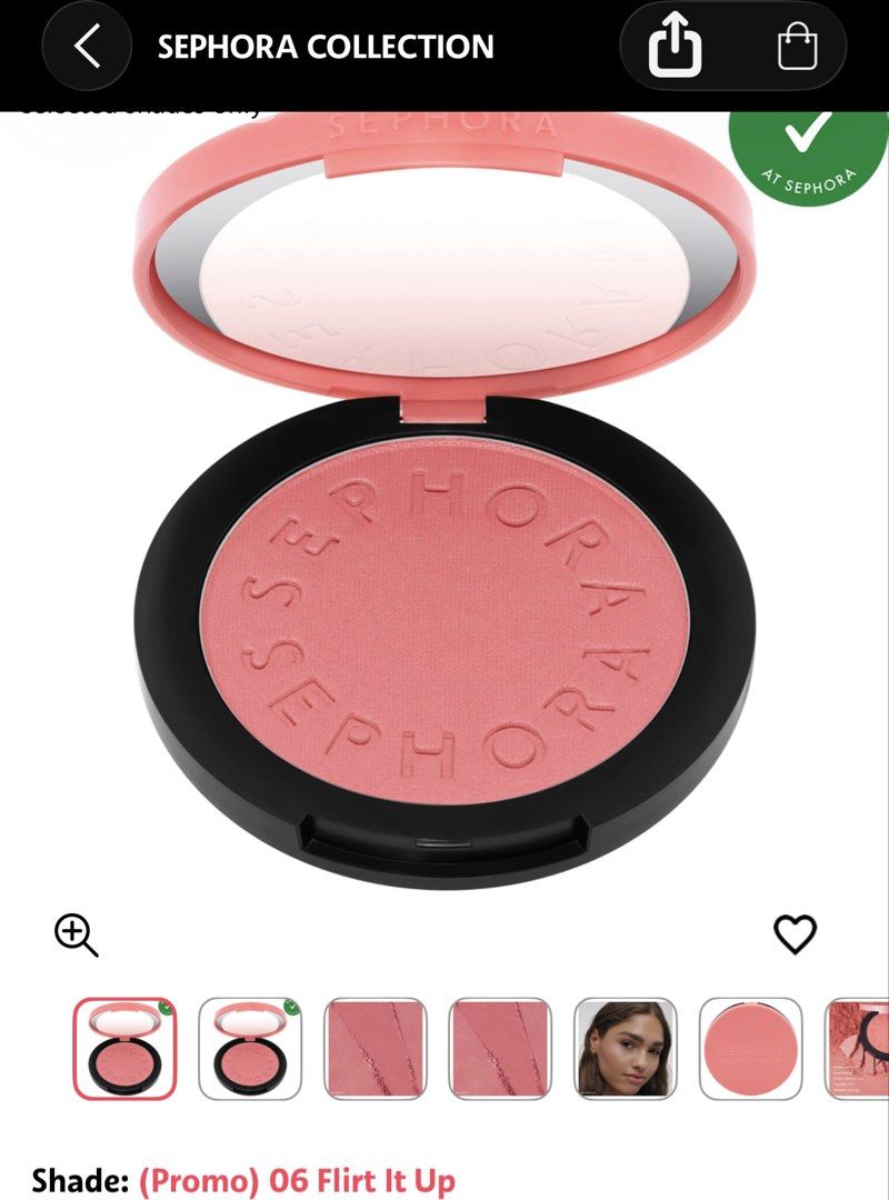 Sephora Colorful Blush - 06Flirt It Up Matte (Category: Makeup) located in Quezon City. Submitted by vibelane_shop (Listing ID 1460407475, Image 1). Description: - Sephora Colorful Blush - Shade: 06Flirt It Up - Finish: Matte - Intense color payoff with a single stroke - Provides a natural, healthy flush - Smooth and easy application - Highly pigmented - Net Weight: 3.5g.