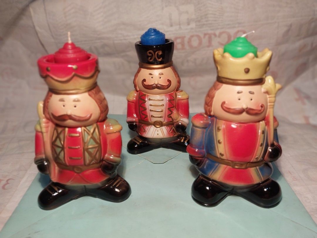 Set of 3 Nutcracker Candles with Removable Tops (Category: Other Home Decor) located in Manila. Submitted by bryantoyshop (Listing ID 1460491198, Image 2). Description: - Set of 3 nutcracker candles - Each nutcracker has a removable top that doubles as a candle holder - Dressed in charming military-style uniforms - Ideal for festive holiday decorations - Makes a unique and thoughtful gift.