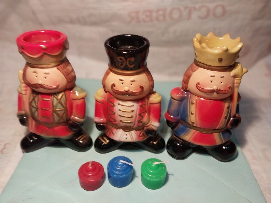 Set of 3 Nutcracker Candles with Removable Tops (Category: Other Home Decor) located in Manila. Submitted by bryantoyshop (Listing ID 1460491198, Image 3). Description: - Set of 3 nutcracker candles - Each nutcracker has a removable top that doubles as a candle holder - Dressed in charming military-style uniforms - Ideal for festive holiday decorations - Makes a unique and thoughtful gift.