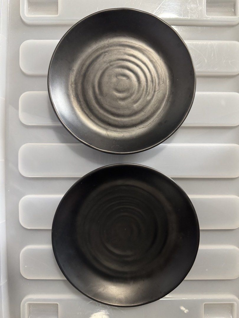 Set of Black Melamine Plates (Category: Dinnerware & Cutlery) located in Manila. Submitted by dondonc1026 (Listing ID 1460421279, Image 2). Description: 50 PCS MELAMNE PLATES NEVER USED - Set of black melamine plates - Features a textured, swirled design - Stackable for easy storage - Durable material, ideal for everyday use or special events - Sold as a bundle.