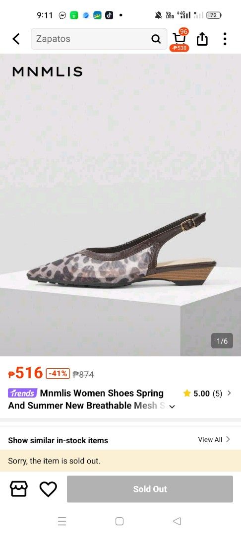 Shein Mesh Slingback Flats Leopard Print (Category: Flats & Sandals) located in Quezon City. Submitted by rh_streetfashion (Listing ID 1460310527, Image 3). Description: - Cute leopard print mesh slingback flats - Stylish pointed toe - Adjustable slingback strap for a perfect fit - Comfortable low heel - Ideal for spring and summer outfits.