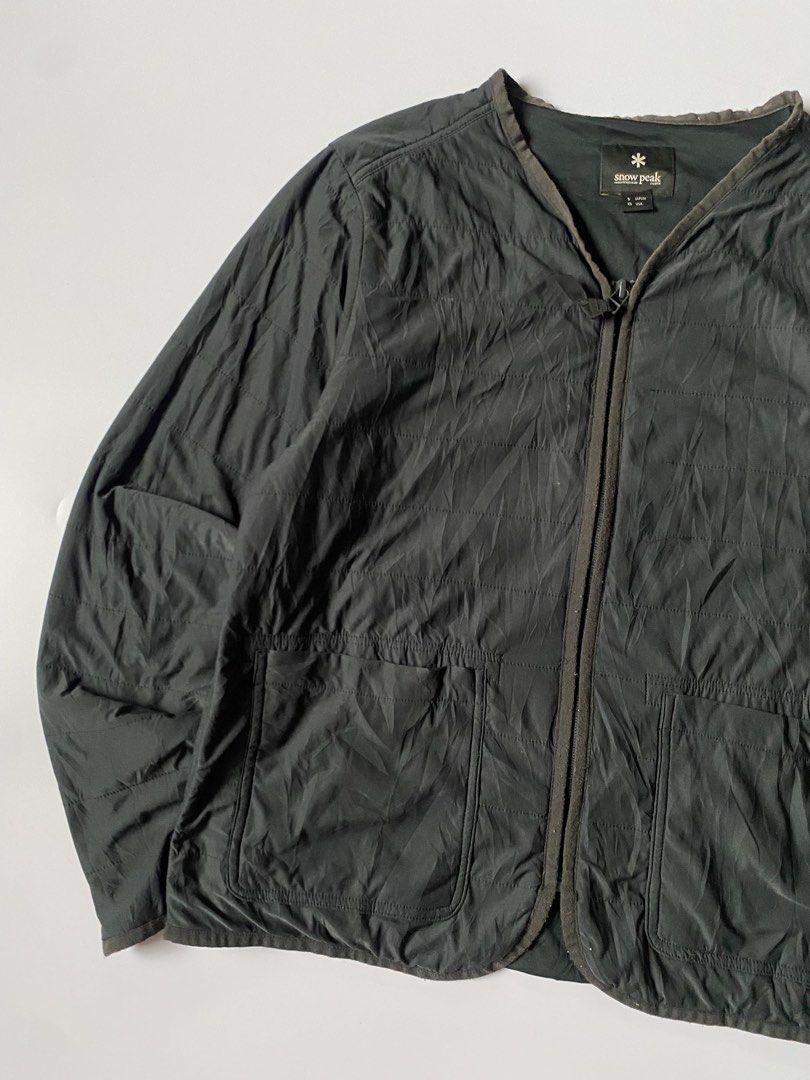 Snow Peak Collarless Cardigan Jacket (Category: Coats, Jackets and Outerwear) located in Baguio. Submitted by the_gunstore (Listing ID 1460434299, Image 3). Description: Size tagged: S Issue: Minimal Lints, Minimal Stains Width:20 Length:24 Shoulder:16 Sleeve:23.5.