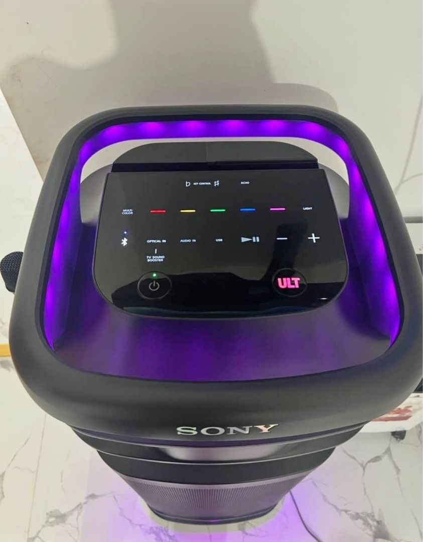 Sony Party Speaker ult tower 10 (Category: Soundbars, Speakers & Amplifiers) located in Paranaque City. Submitted by jhuliesalazar (Listing ID 1460377834, Image 3). Description: - Sony party speaker - Features purple LED lights - Includes a microphone - Delivers powerful sound - Perfect for parties and gatherings call or text 09622662940 .
