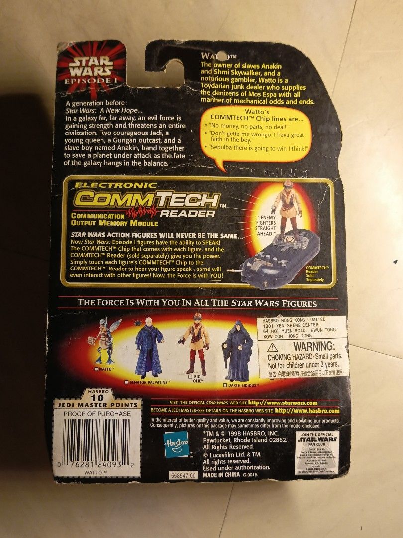 Star Wars Episode 1 Watto CommTech Action Figure with Datapad (Category: Figurines & Statues) located in Quezon City. Submitted by zhoshin (Listing ID 1460468566, Image 2). Description: - Vintage 1998 Star Wars Episode 1 Watto action figure - Features talking functionality - Comes with interactive CommTech chip and reader - Includes a datapad accessory - Perfect collectible for any Star Wars enthusiast.