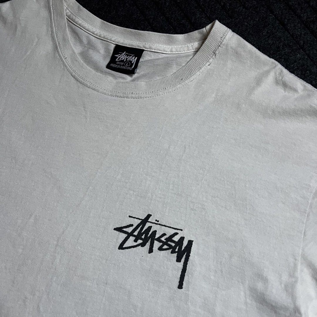 Stussy Increase Peace Flower (Category: Tshirts & Polo Shirts ) located in Davao. Submitted by archived.status (Listing ID 1460484578, Image 1). Description: COLOR MAY VARY DUE TO LIGHTING‼️ Condition: 9.5/10 Color rate: 9.5/10 Issue: last pic, and minimal stain as dirty white Size Large fit X-Large Width 22 Length 29.