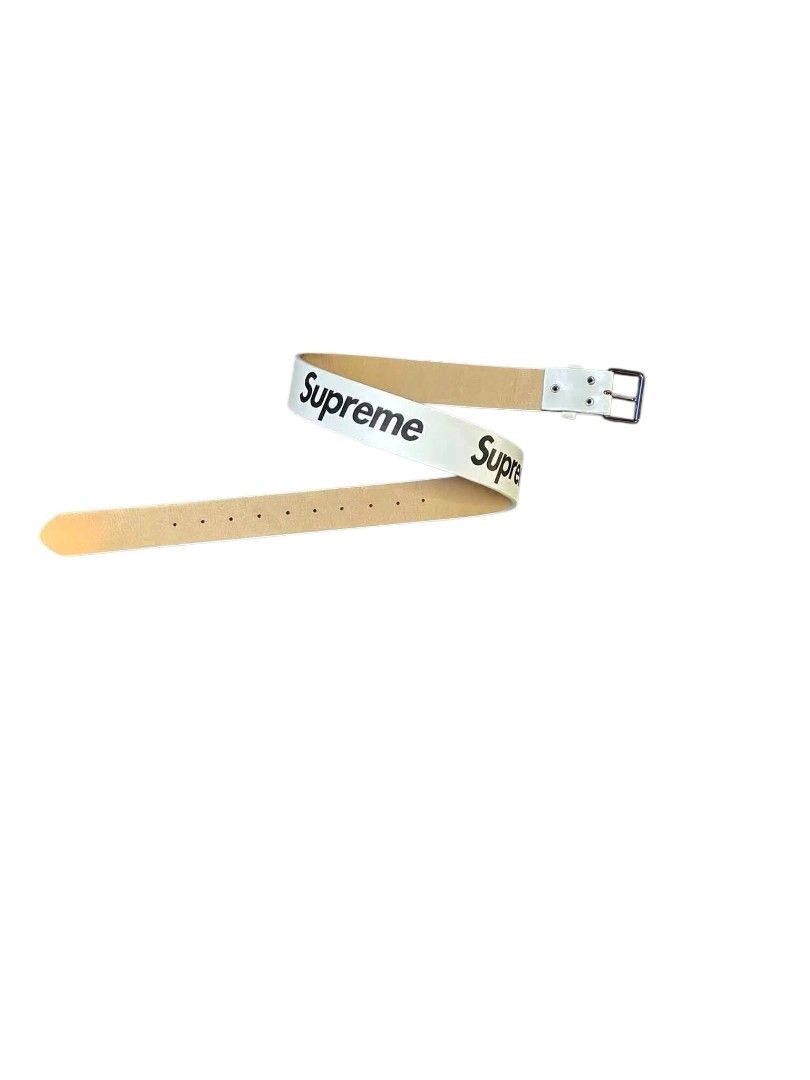 Supreme belts (Category: Activewear) located in San Marcelino. Submitted by ali_thriftzz (Listing ID 1460314969, Image 3). Description: SUPREME BELTS — PRE ORDER 🔥 Available colors: Black, Camo, Red, White Premium leather-style belt with Supreme logo 800 each.