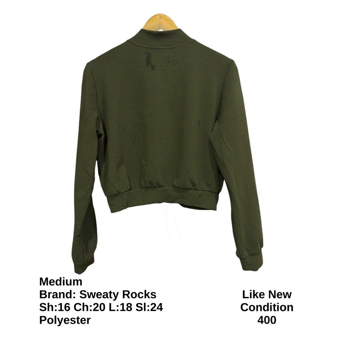 Sweaty Rocks Crop Top Jacket (Category: Coats, Jackets and Outerwear) located in Bulacan. Submitted by rlemonfashionshop (Listing ID 1460428886, Image 3). Description: Premium Class Quality Items. Actual Item on Photo with Good/Mint Condition. Message us for inquiries, more information and confirmation. Wash before wearing. Thank you so much..