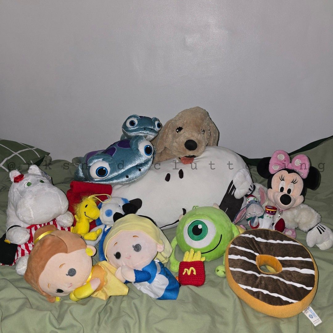 TAKE ALL Various Stuff Toy (Category: Plushies & Soft Toys) located in Tanza. Submitted by rksn.decluttering (Listing ID 1460359663, Image 2). Description: No haggle please. Last price posted. Manage your expectations as this is preloved. See photos for condition. What you see what you get. scroll my profile to see individual photos of the product. MINNIE MOUSE MIKE WAZOWSKI ALICE in Wonderland BELLE Beaty and the beast MOOMIN SNOOPY WOODSTOCK BR