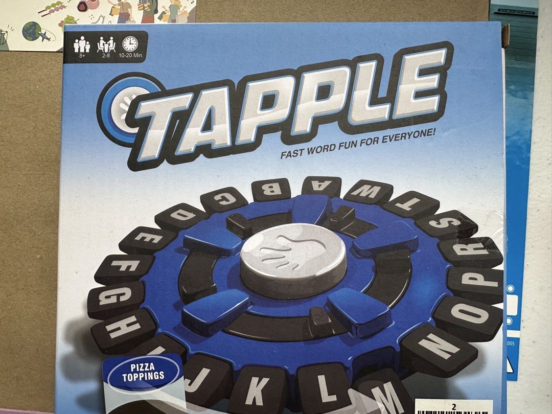 Tapple Fast Word Fun Board Game (Category: Board Games & Puzzles) located in Caloocan City. Submitted by xenasales (Listing ID 1460306373, Image 1). Description: - Fast-paced word game for everyone - Choose a category and start the timer - Name an answer by pressing the letter - Letters get eliminated as the game progresses - Last player left wins! - Includes 144 exciting categories - Requires 2 AAA batteries (not included) - Fun for ages 8 and u